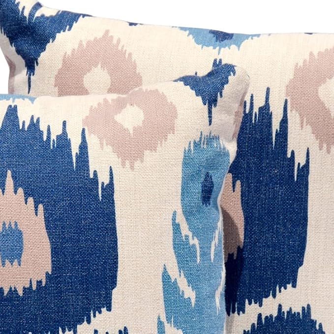 HOOOWOOO Outdoor Patio Throw Pillows Set of 2 with Inserts,Small Firm toss Decorative Pillow Weather Resistant for Indoor Outdoor Chair, Sofa Furniture,17x17,14x14x5,Blue Flower
