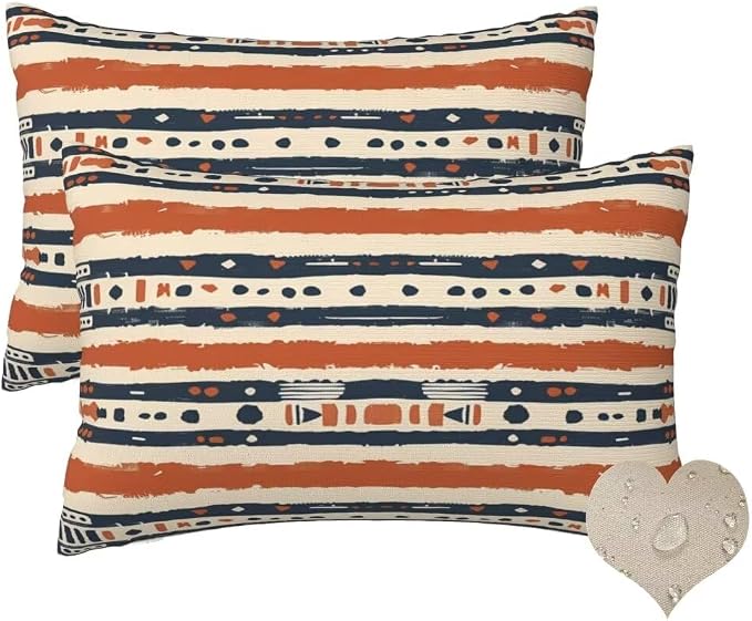 Outdoor Pillows Waterproof Set of 2 Outdoor Pillow Covers 16x24 Inch, Boho Throw Pillows Vintage Pillow Covers, Summer Garden Decorative Pillows Outdoor Pillows for Patio Furniture Home Decor -hs303