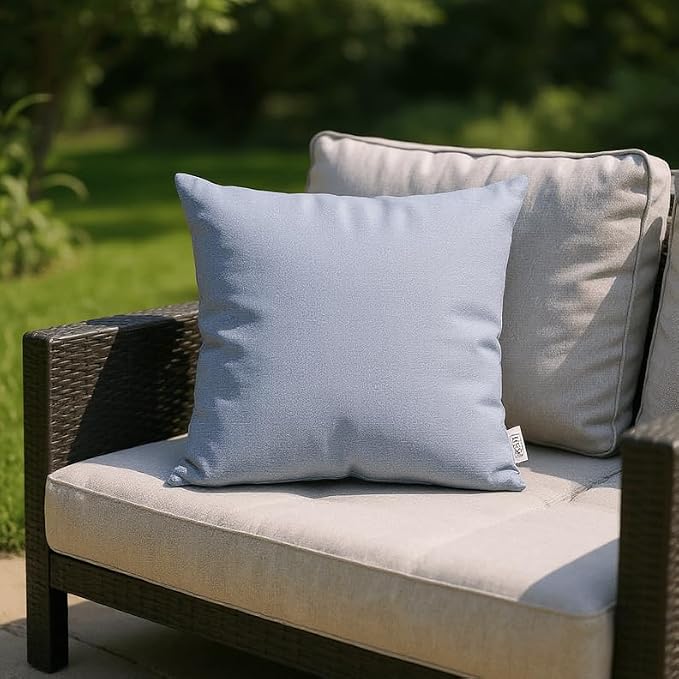 RSH DECOR: Sunbrella Square Throw Pillows Set of 2 | 24" x 24" | Water and Fade-Resistant Performance Fabric | Outdoor Pillow Covers with Down-Alternative Inserts | Canvas Air Blue-Made in USA
