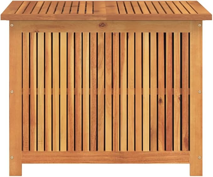 Patio Storage Box, Outdoor Deck Bin 29.5x29.5x22.8 inch, Solid Acacia Wood Container for Garden Cushions, Pillows, Tools, Brown