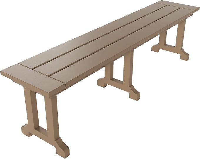 WO Home Furniture Adirondack Patio Dining Chair Table Bench Set of 6 PCS Rectangle Dinner Table Dining Arm-Chairs (Weathered Wood)