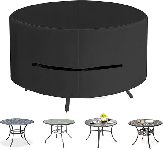 Oslimea Round Outdoor Patio Table Cover 42 Inch, Patio Furniture Covers for Outdoor Table, Waterproof, Windproof, UV Resistant and All Weather Resistant (Black, 42"DIAx28"H)