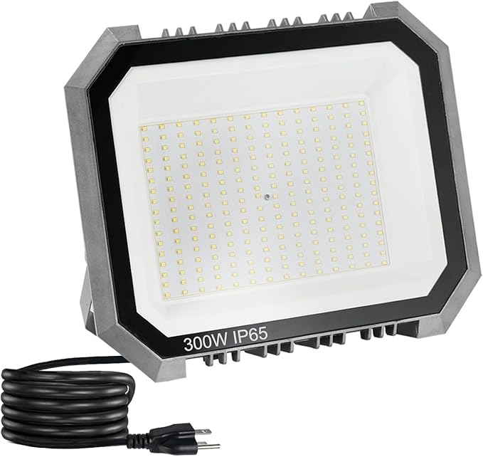 Leddictive 1 Pack LED Flood Lights Outdoor, 300W 30000LM Super Bright Floodlight Outside Work Light with 5.9FT Plug, IP65 Waterproof 6000K Outdoor LED Flood Light for Garage, Yard, Lawn, Garden