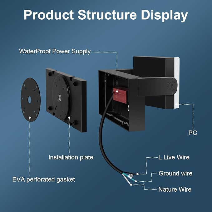 60W LED Wall Lights Outdoor 360° Rotatable Black Modern Commercial Security 5000K IP65 Waterporof Wall Mount Fixture 2 Pack
