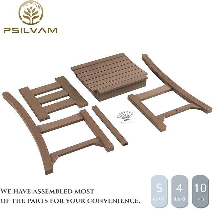 Psilvam 7-Piece Patio Dining Set, Poly Lumber Outdoor Table and Chairs, 6-Person Weather Resistant Farmhouse Dining Set with 59" Rectangular Table & 6 Chairs, Patio Furniture for Garden Backyard,Brown
