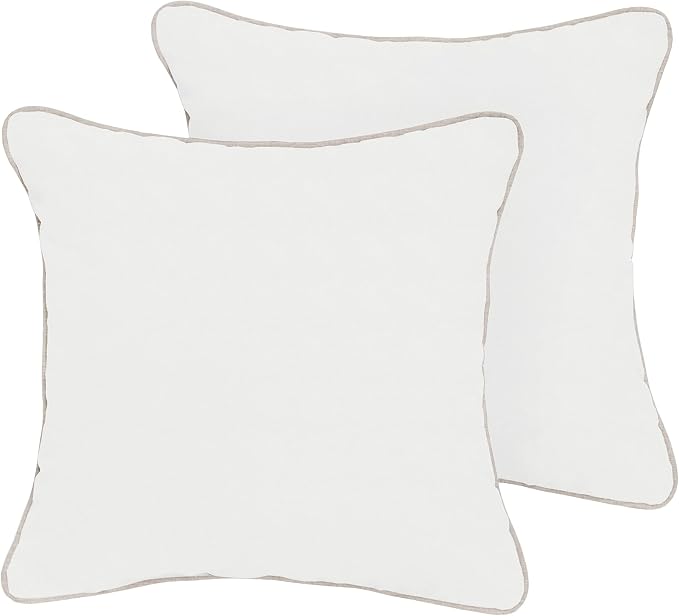 Mozaic Company Sunbrella Indoor/ Outdoor Corded Pillows, Canvas Natural and Cast Silver, Set of 2