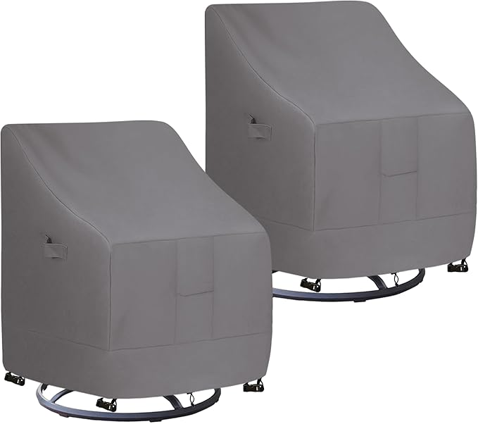 Easy-Going Waterproof Outdoor Swivel Chair Cover UV Resistant Patio Chair Cover Weatherproof Lawn Outdoor Furniture Cover with Tape Sealed Seam (2 Pack-35Wx37Dx38.5H inch, Grey)