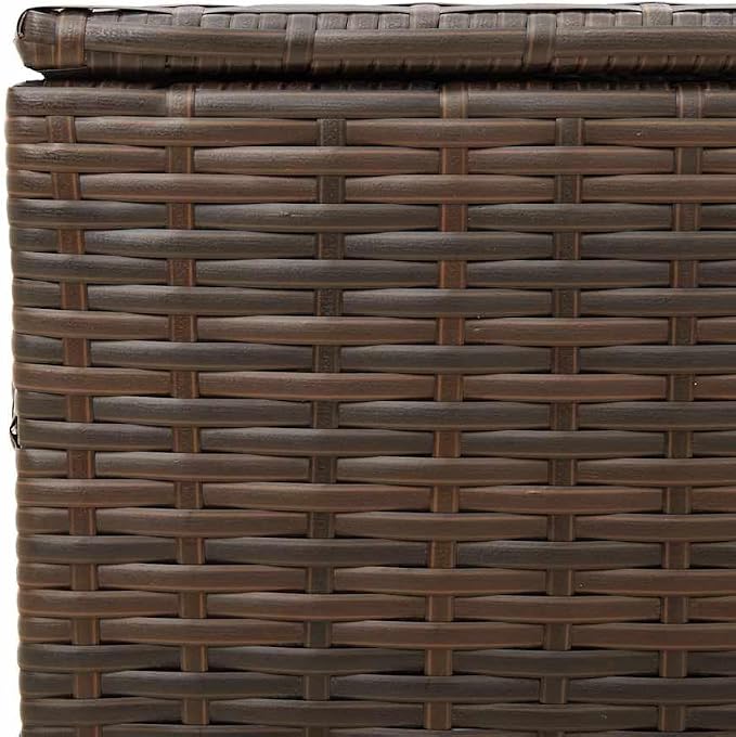 50-Gallon PE Rattan Deck Box Brown Modern Outdoor Storage Chest 21.7 x 42.1 x 20.9 in Patio Container for Cushions Tools on Balcony Garden Terrace