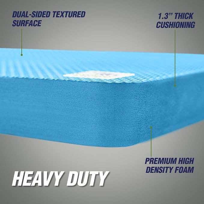 RUGGED RHINO Heavy Duty Kneeling Pad for Work, Shock Absorbent Thick Knee Pads, Holds Up to 300 lbs, Protect Knees from Hard Concrete Surfaces For Mechanics, Yard Gardening, Home Gym, Bright Blue