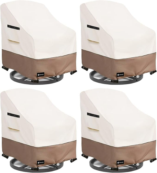 Patio Chair Covers Waterproof Outdoor Furniture Cover, All-Weather Protection Outdoor Lawn Patio Furniture Covers 4 Pack for 35" W x 38" D x 32" H, Beige