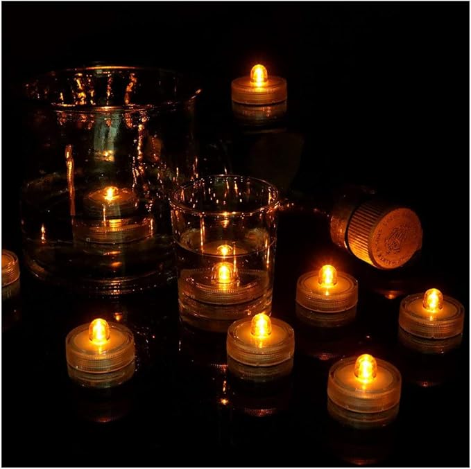 Halloween Pumpkin Lights Decoration,LED Battery Flameless Tea Light, Submersible Tea Candle Waterproof Decorations Underwater Vase Light for Party and Wedding,12 Pcs
