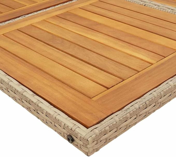 11 Piece Outdoor Dining Set with Cushions Beige Poly Rattan Patio Furniture for Backyard Deck Garden Seats 10 Persons Space Saving Folding Chairs Acacia Wood Table