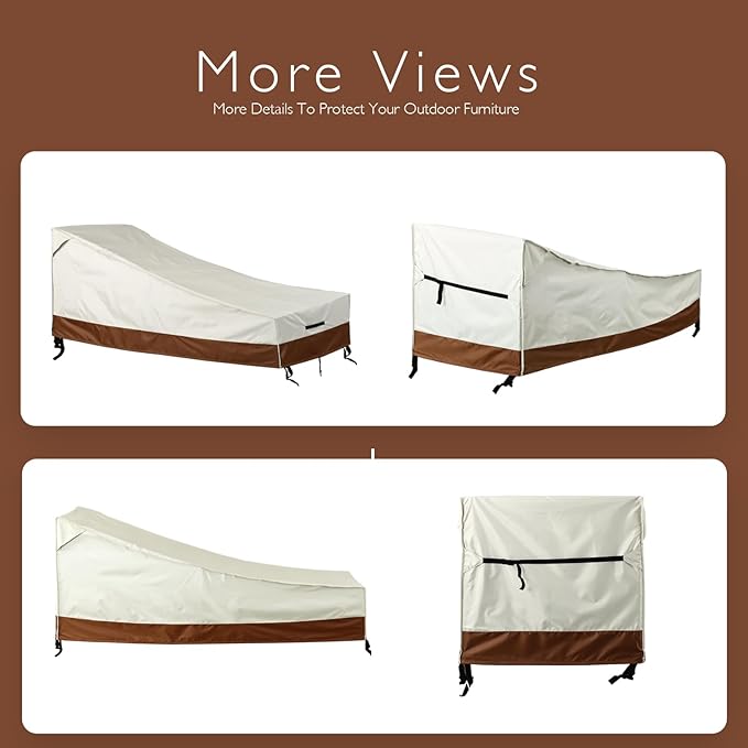 Waterproof Outdoor Lounge Chair Covers Patio Chaise Lounge Cover Heavy-Duty Pool Lounge Chair Covers for Outdoor Furniture (Beige-Brown, 80''x30''x26''-2pcs)