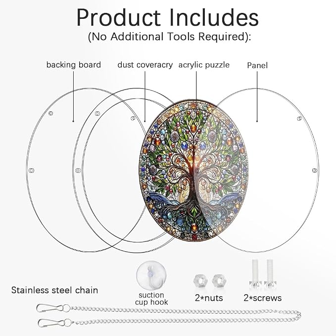 Acrylic Puzzle Suncatcher, Jigsaw Puzzle Sun Catcher, 7.87 in | Tree of Life Acrylic Jigsaw Puzzle, Suncatcher Puzzles Kit Home Garden Decor, Mothers Day Birthday Gifts for Mom, Adults