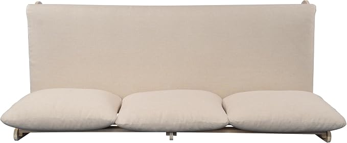 Christopher Knight Home Isabel 5-Seater Outdoor Patio Furniture Set with Cushions, Acacia Wood Patio Conversation Set with 3-Seater Sofa & Club Chairs, 3 Piece Sectional Sofa Set, Light White + Sand