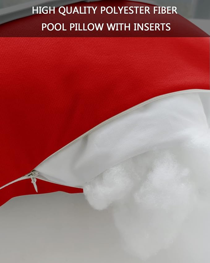 Outdoor Pillows Covers with Inserts Solid Color Christmas Red Waterproof Recliner Pillow with Adjustable Strap Throw Pillows for Patio Furniture Pool Lounge Chair, 11x16 inch, 1PCS