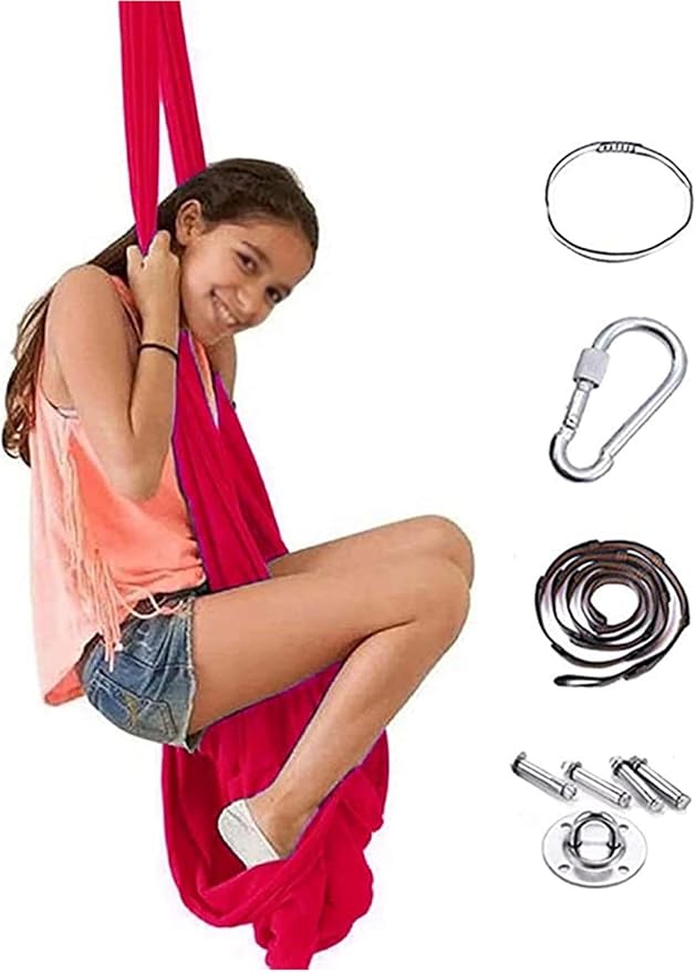 Indoor Sensory Swing Chair Adjustable Yoga Hammock Child Cuddle Swing for Kids Or Adults Autism ADHD AspergersTherapy (Color : Purple, Size : 100 x 280 cm)