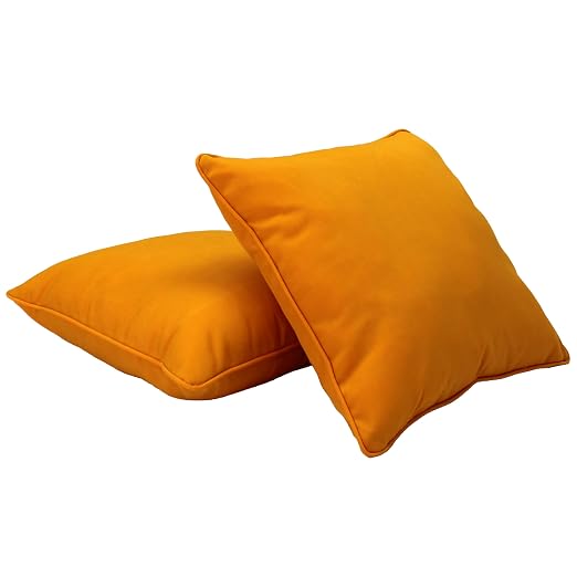 Factory Direct Partners Presidio 24" x 24" Square Decorative Throw Pillow Set with Piping for Indoor/Outdoor Furniture UV, Fade, Weather-Resistant Olefin Fabric (2-Pack) - Marigold, 13811-117