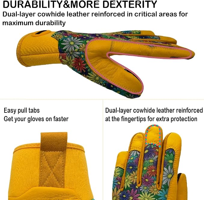 Cute Pattern Gardening Gloves,Thornproof Garden Glove,Gardener Gift | Gardening Gifts for Women,Touchscreen,Tender Thornproof,Cute Pattern,Protection Palm,Machine Washable,Adjustable Cuff