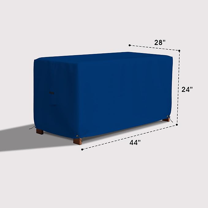 Covers & All Patio Deck Box Cover - Heavy Duty 18 Oz Waterproof Outdoor Yard Cushion Storage Box Protection 100% Weather Resistant with Air Pockets and Drawstring. (44”W X 28”D x 24”H, Blue)