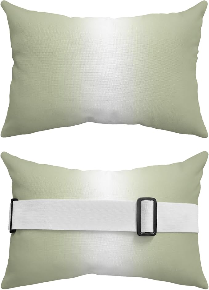 Pack of 2 Outdoor Lumbar Pillow Covers 11x16 Inch, Sage Green Ombre Waterproof Throw Pillow Covers Set, Aesthetics Modern Abstract Art Gradient Decorative Cushion Cases for Patio Porch Car