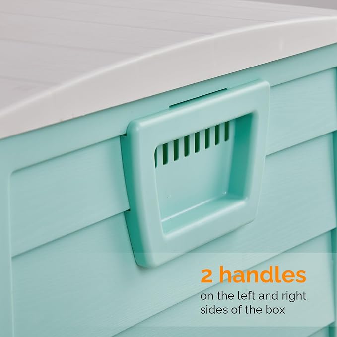 VINGLI 75 Gallon Outdoor Storage Box, Lockable Plastic Storage Containers with Lid, Patio Deck Box Furniture for Garden, Pool, Balcony, Yard (Green)