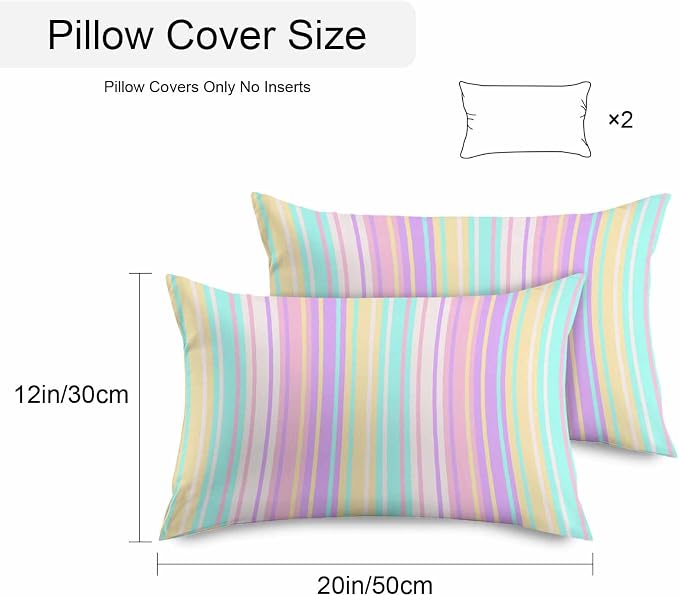 Pink Aqua Stripes Outdoor Pillow Covers 20x12 Inch Lumbar Pillow Covers Set of 2 Waterproof Decorative Throw Pillow Cases Geometric Yellow Geometric Cushion Covers for Patio Furniture Garden Couch