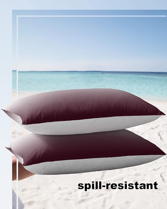 Prime Leader Outdoor Waterproof Pillow Covers Set of 2, Romantic Burgundy Gradient Patio Throw Pillow Covers, Decorative Cushion Case for Couch Sofa Furniture Garden, 20x12 Inch