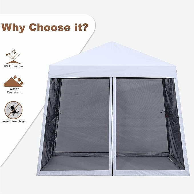 MASTERCANOPY Pop Up Gazebo Canopy with Netting (10x10, White)