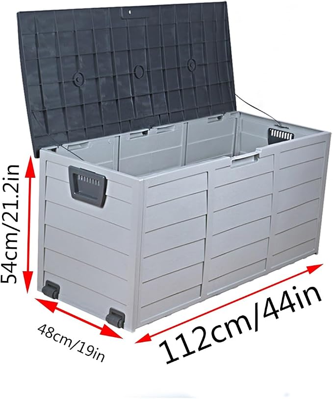 76 Gallon Large Deck Box,Deck Box Outdoor Storage Boxes ,Outdoor storage organizer with lock opening,Waterproof Outdoor Storage Box with Bottom Pulleys, for Patio Furniture ( Color : Gray , Size : 76