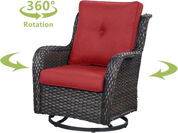 HUMMUH Outdoor Patio Furniture with Fire Pit Table Outdoor Conversation Set PE Wicker Patio Couch Swivel Glider Chairs for Balcony Garden,Lawn,Deck
