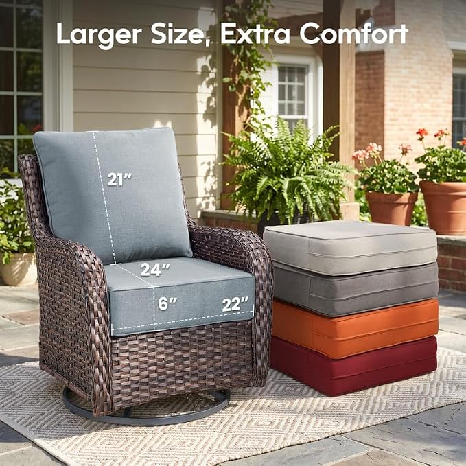 Luxury 22*24*6in Outdoor Patio Cushions, 6 Pieces Sky Blue Outdoor Cushion | 6'' Thick Outdoor Cushions, Water-Resistant, Reversible, Removable Cover, for Patio Chairs Sofa Couch Loveseat