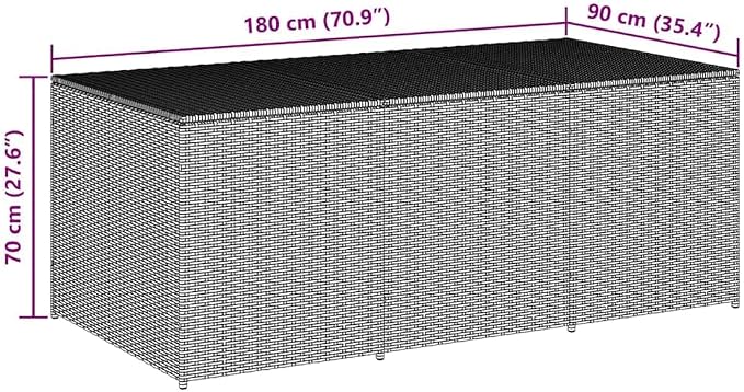 Grey PE Rattan Outdoor Storage Box 70.9"x70.9"x27.6", Collapsible Steel Frame Cushion Deck Box, Water-Resistant Garden Shed Container