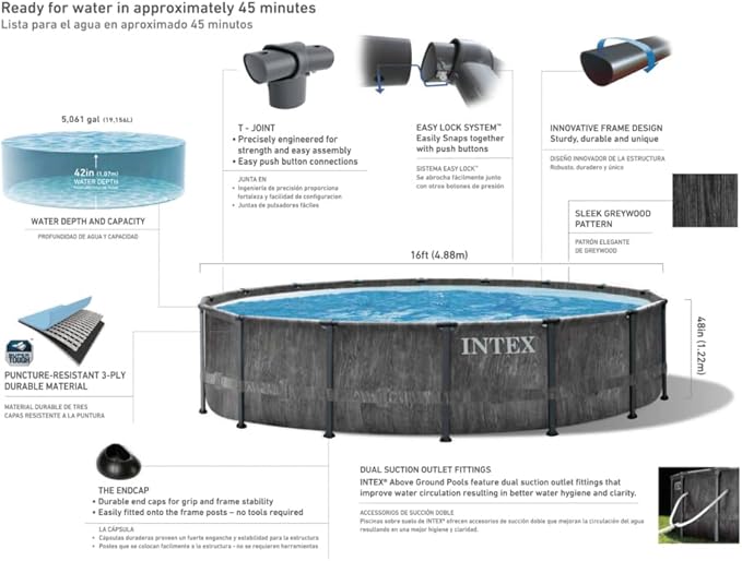 INTEX 16ft x 48in Greywood UltraXTR Frame Above Ground Swimming Pool Set