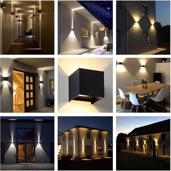 LED Aluminum Cube Square Wall Sconce Waterproof Outdoor Light Exterior Wall Lights fixtuers 20W 100-277V 2800K-3000K Not dimmable Warm Light 2LEDS Black-20W Outdoor Larger Version
