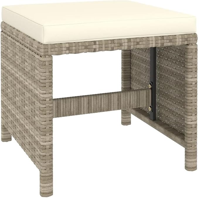 BOWERY HILL Contemporary Synthetic Poly Rattan 6-Piece Patio Dining Set, Powder-Coated Beige/Cream Finish, Cushioned Seats, Weather-Resistant Outdoor Dining Furniture for Garden or Terrace