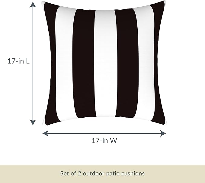 Island Umbrella All-Weather Outdoor Throw Pillow - Black and White Stripe - Set of 2