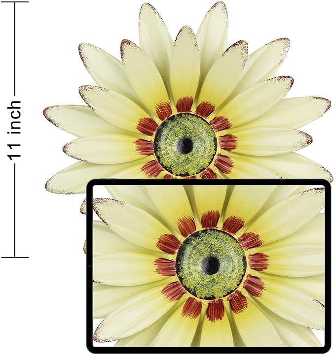 hogardeck 2 PCS 11" Metal Sunflower Wall Decor for Indoor Outdoor, Sunflower Kitchen Wall Decor Floral Metal Wall Art, Outdoor Decor for Bathroom, Living Room, Porch, Garden, Yard