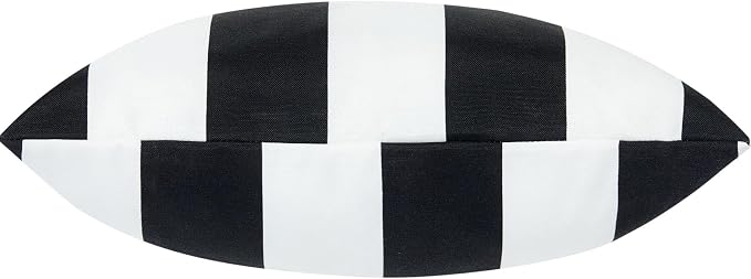 FUNHOME Outdoor Throw Pillows Water Resistant 18x18 inch,Decorative Throw Pillow with Insert Set of 2,Hidden Zipper Headrests for Patio Furniture Sofa Couch Chair (Black White Stripe)