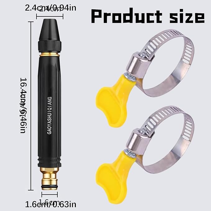 High Pressure Power Car Water Washer Nozzle with Metal Connector, Garden Hose Sprayer for Car Washing and Outdoor Cleaning, Sturdy Watering and Pressure Cleaning Accessory (1Set)