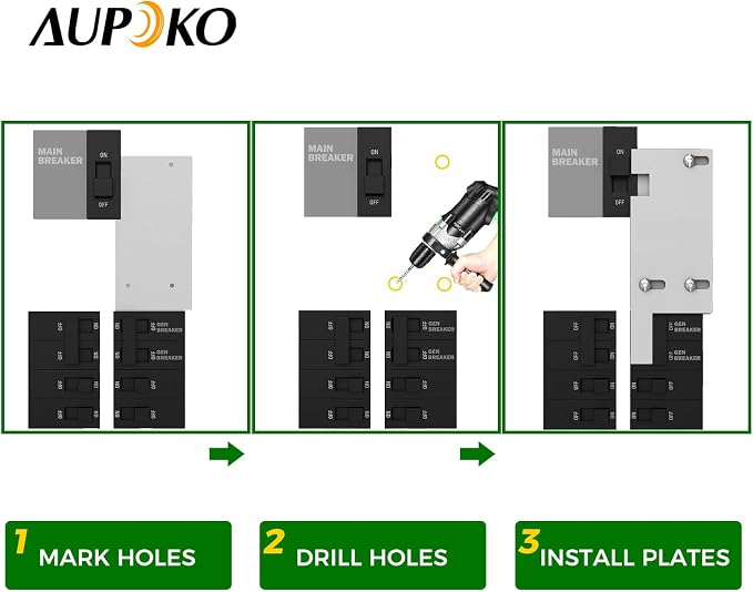 Aupoko Generator Interlock Kit Compatible with Square D Vertical 150 and 200 AMP Panels, 3 1/4 to 4 Inch Spacing between main and generator breaker, for Safe Usage of Portable Power During Outage