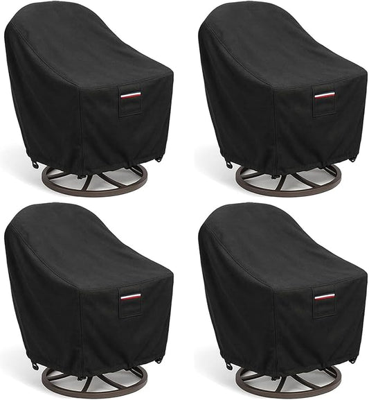 Outdoor Patio Chair Covers 4-Pack, Heavy Duty 600D Oxford Fabric, Weather Resistant Waterproof Furniture Protectors, Black, 28W x 32D x 36H inches