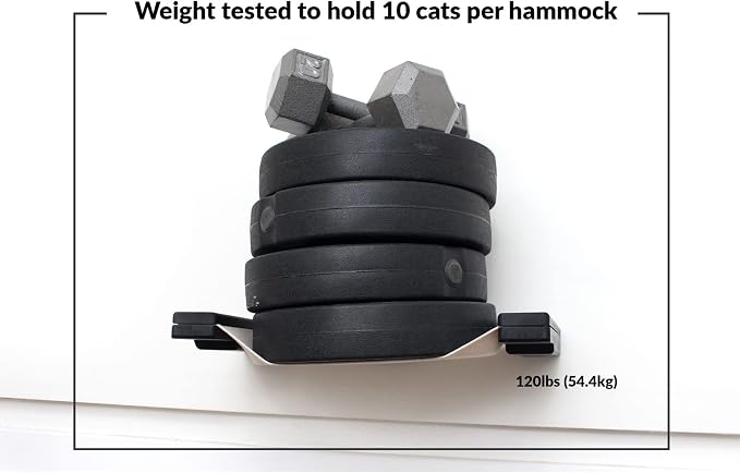 Catastrophic Creations Cat Feeder Lounge w/Cat Hammock — Natural Bamboo Cat Wall Furniture — Wall Mounted Cat Feeder — Highly Customizable, Cat Tested & Approved (41 Inch)