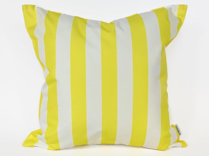 Pack of 2 Outdoor 20''x20'' Waterproof Bright Yellow Striped Throw Pillow Covers Decorative Square Cushion Patio Pillows for Patio Furniture (Illuminating)