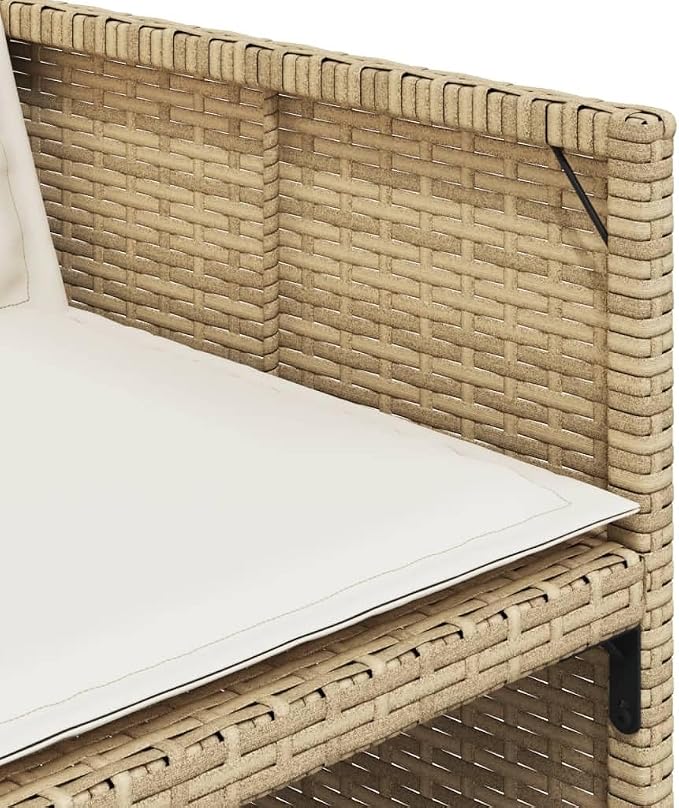 13 Piece Patio Dining Set with Cushions Beige Poly Rattan Outdoor Dining Table for 12 People Garden Furniture Set with Foldable Chairs Tempered Glass Top UV Proof Space Saving for Backyard Poolside