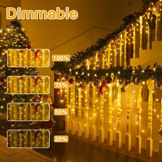 Ollny Icicle Lights for Outside 306LED 25FT, Color Changing Christmas Light with Remote 11 Modes Timers Waterproof, Plug in Connectable Hanging Lights for Outdoor Indoor House Roof Holiday