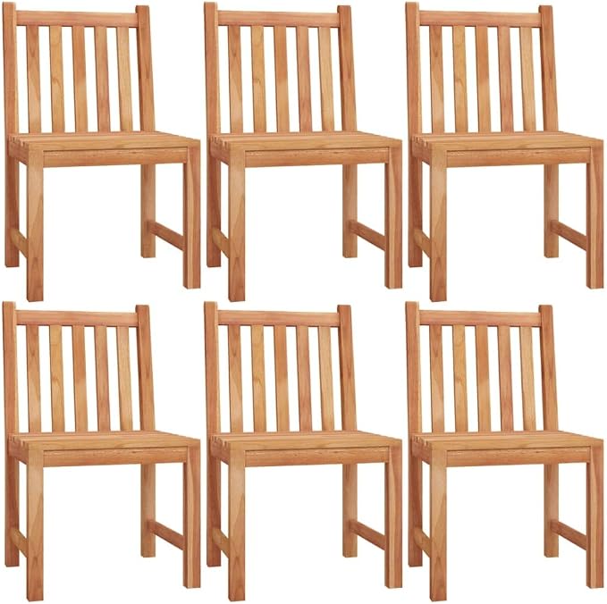 7 Piece Solid Teak Patio Dining Set with Waterproof Table and Comfortable Chairs for Garden