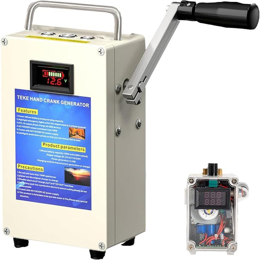 Generator Hand Crank and Power is 50W (Maximum),for Household and Outdoor Emergency,with Hand Shank and Charger,Outdoor Generato 27AH/200W