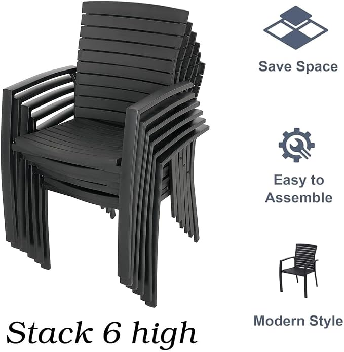 Anmutig 3 Piece Outdoor Dining Set, 27.5" Square Table & 2 Aluminum Chairs | Aluminum Frame, Stackable Chairs, Resin Slat Seating, Square Metal Table, Storage Shelf, Easy Assembly, Balcony, Garden