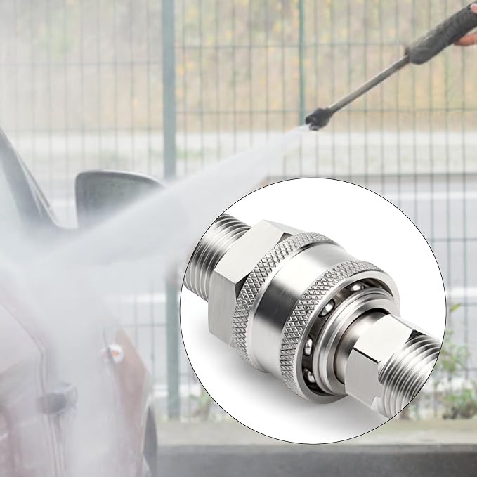 TAISHER 6PCS 304 Stainless Steel 3/8" Female NPT High Pressure Washer Quick Connect Coupler for Pressure Washing Gun Hose Accessories